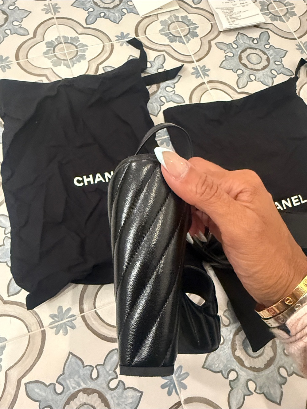 Chanel Black Quilted Leather Platform Wedge Sandals - Size 38 - Picture 8 of 10